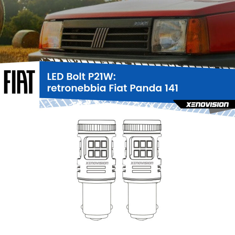 0 Retronebbia LED Fiat Panda 141 1982 - 2004: P21W Bolt <strong>Retronebbia LED per Fiat Panda</strong> 141 1982 - 2004. Coppia lampade <strong>P21W</strong> modello Bolt canbus.