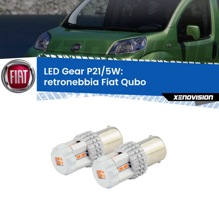 <strong>Retronebbia LED per Fiat Qubo</strong>  2008 - 2021. Due lampade <strong>P21/5W</strong> rosse non canbus modello Gear.
