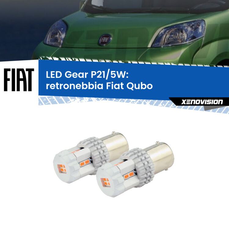 0 Retronebbia LED Fiat Qubo 2008 - 2021: P21/5W Gear <strong>Retronebbia LED per Fiat Qubo</strong> 2008 - 2021. Due lampade <strong>P21/5W</strong> rosse non canbus modello Gear.