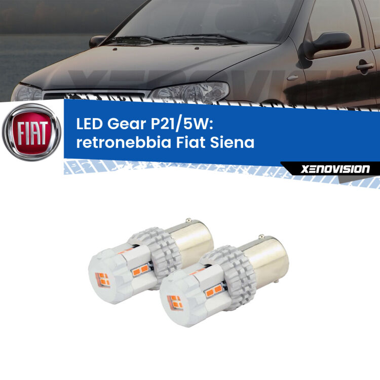 <strong>Retronebbia LED per Fiat Siena</strong>  1996 - 2012. Due lampade <strong>P21/5W</strong> rosse non canbus modello Gear.