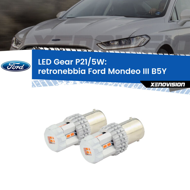 <strong>Retronebbia LED per Ford Mondeo III</strong> B5Y 2000 - 2007. Due lampade <strong>P21/5W</strong> rosse non canbus modello Gear.