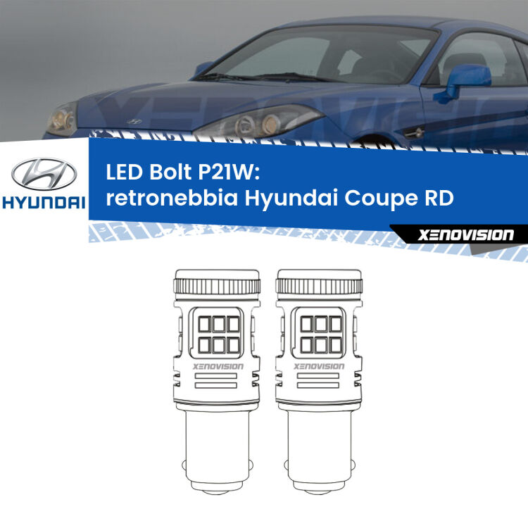 0 Retronebbia LED Hyundai Coupe RD 1996 - 2002: P21W Bolt <strong>Retronebbia LED per Hyundai Coupe</strong> RD 1996 - 2002. Coppia lampade <strong>P21W</strong> modello Bolt canbus.
