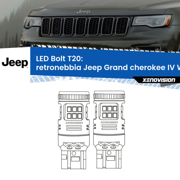 0 Retronebbia LED Jeep Grand cherokee IV WK2 2011 - 2020: T20 Bolt <strong>Retronebbia LED per Jeep Grand cherokee IV</strong> WK2 2011 - 2020. Coppia lampade <strong>T20</strong> modello Bolt canbus.