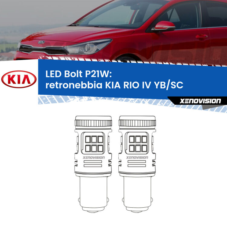 0 Retronebbia LED KIA RIO IV YB/SC 2016 in poi: P21W Bolt <strong>Retronebbia LED per KIA RIO IV</strong> YB/SC 2016 in poi. Coppia lampade <strong>P21W</strong> modello Bolt canbus.