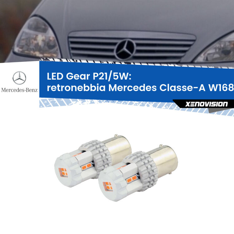 <strong>Retronebbia LED per Mercedes Classe-A</strong> W168 1997 - 2004. Due lampade <strong>P21/5W</strong> rosse non canbus modello Gear.