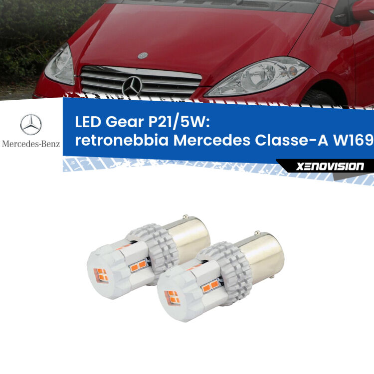 <strong>Retronebbia LED per Mercedes Classe-A</strong> W169 2004 - 2007. Due lampade <strong>P21/5W</strong> rosse non canbus modello Gear.