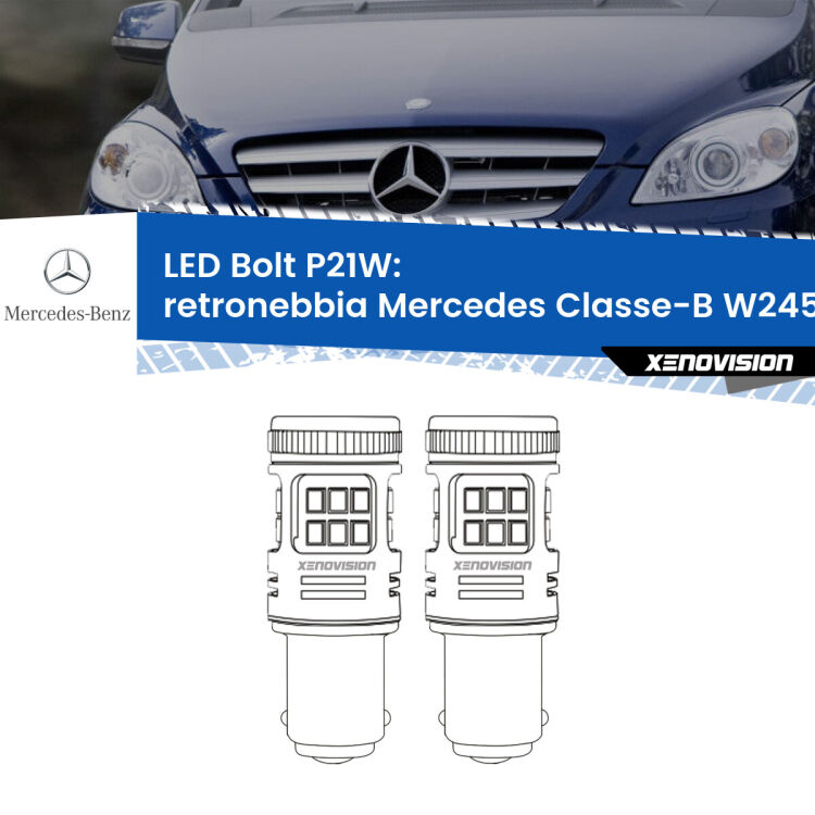 0 Retronebbia LED Mercedes Classe-B W245 2005 - 2011: P21W Bolt <strong>Retronebbia LED per Mercedes Classe-B</strong> W245 2005 - 2011. Coppia lampade <strong>P21W</strong> modello Bolt canbus.