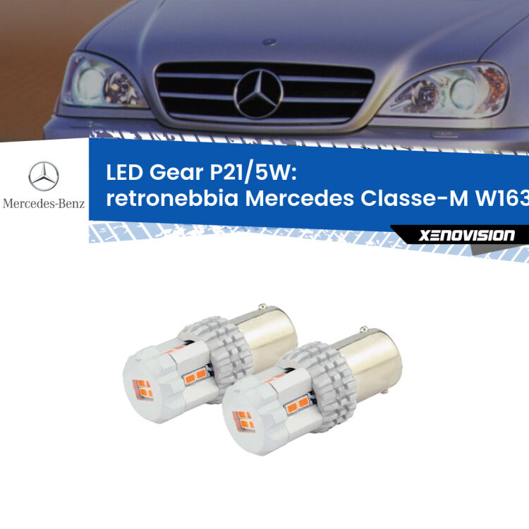 <strong>Retronebbia LED per Mercedes Classe-M</strong> W163 1998 - 2005. Due lampade <strong>P21/5W</strong> rosse non canbus modello Gear.