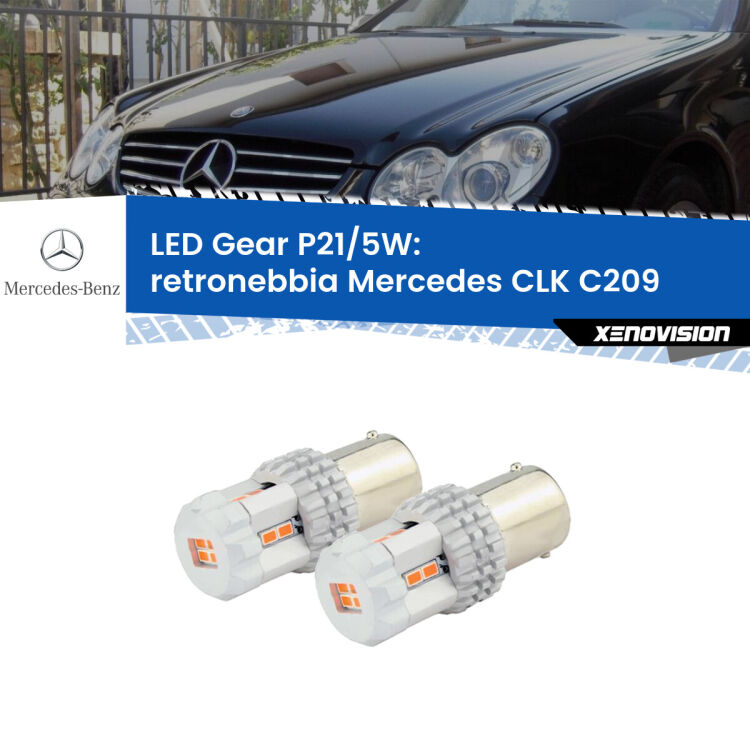<strong>Retronebbia LED per Mercedes CLK</strong> C209 2002 - 2009. Due lampade <strong>P21/5W</strong> rosse non canbus modello Gear.