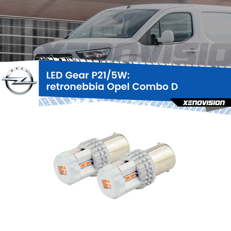 <strong>Retronebbia LED per Opel Combo D</strong>  2012 - 2018. Due lampade <strong>P21/5W</strong> rosse non canbus modello Gear.