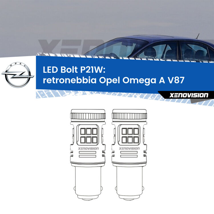 0 Retronebbia LED Opel Omega A V87 1986 - 1994: P21W Bolt <strong>Retronebbia LED per Opel Omega A</strong> V87 1986 - 1994. Coppia lampade <strong>P21W</strong> modello Bolt canbus.