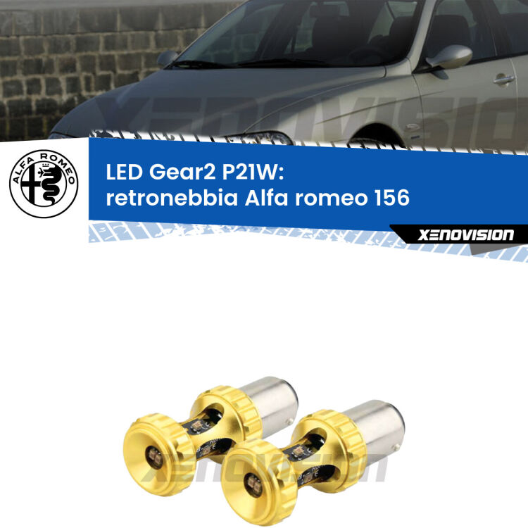 <strong>Retronebbia LED per Alfa romeo 156</strong>  1997 - 2005. Coppia lampade <strong>P21W</strong> super canbus Rosse modello Gear2.