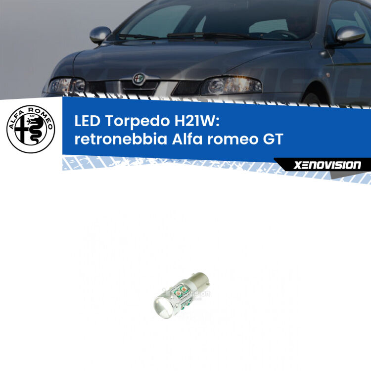 <strong>Retronebbia LED rosso per Alfa romeo GT</strong>  2003 - 2010. Lampada <strong>H21W</strong> canbus modello Torpedo.
