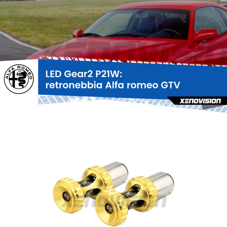 <strong>Retronebbia LED per Alfa romeo GTV</strong>  1995 - 2005. Coppia lampade <strong>P21W</strong> super canbus Rosse modello Gear2.