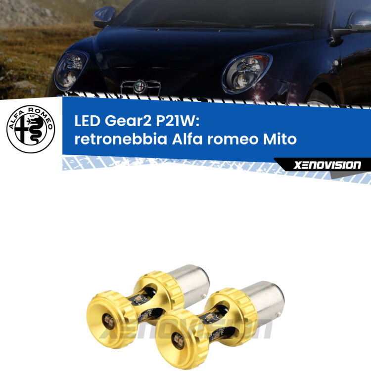 <strong>Retronebbia LED per Alfa romeo Mito</strong>  2008 - 2018. Coppia lampade <strong>P21W</strong> super canbus Rosse modello Gear2.