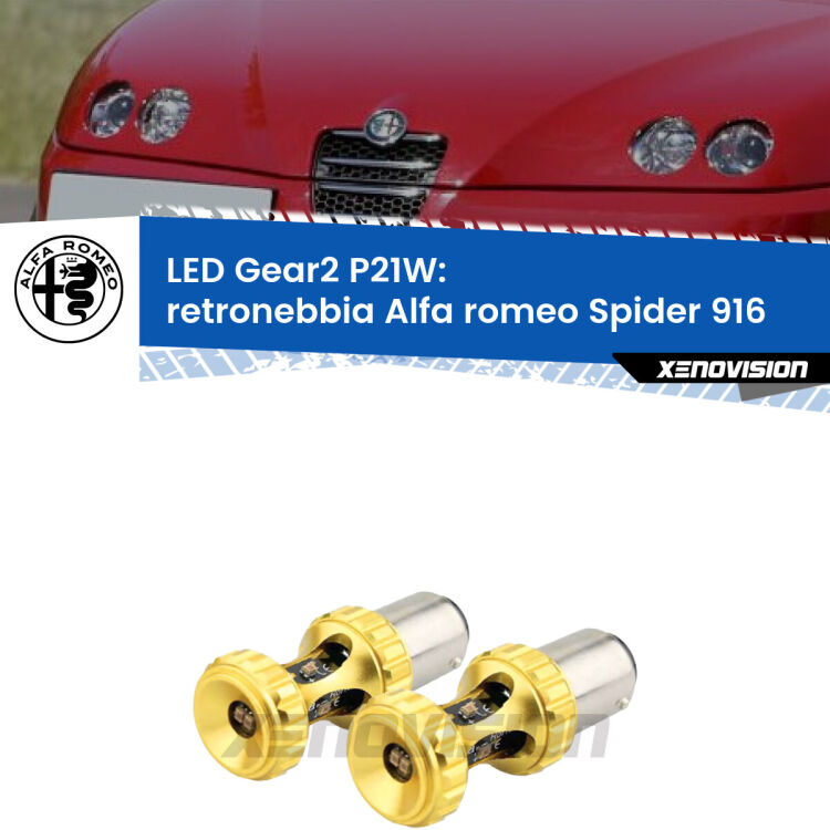 <strong>Retronebbia LED per Alfa romeo Spider</strong> 916 1995 - 2005. Coppia lampade <strong>P21W</strong> super canbus Rosse modello Gear2.