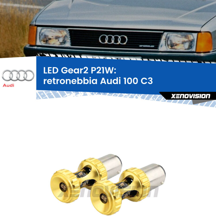 <strong>Retronebbia LED per Audi 100</strong> C3 1982 - 1990. Coppia lampade <strong>P21W</strong> super canbus Rosse modello Gear2.