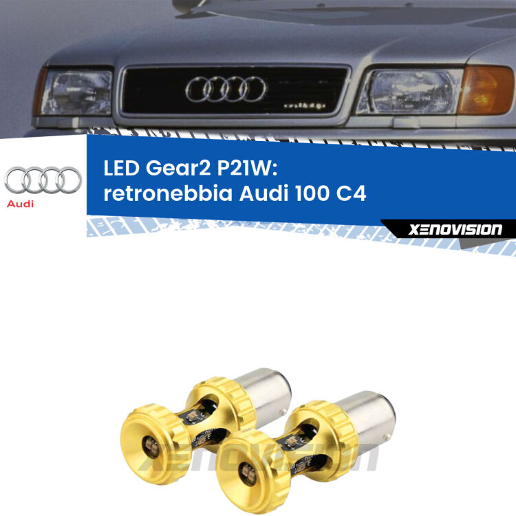 <strong>Retronebbia LED per Audi 100</strong> C4 1990 - 1994. Coppia lampade <strong>P21W</strong> super canbus Rosse modello Gear2.