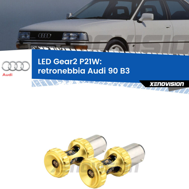 <strong>Retronebbia LED per Audi 90</strong> B3 1987 - 1991. Coppia lampade <strong>P21W</strong> super canbus Rosse modello Gear2.