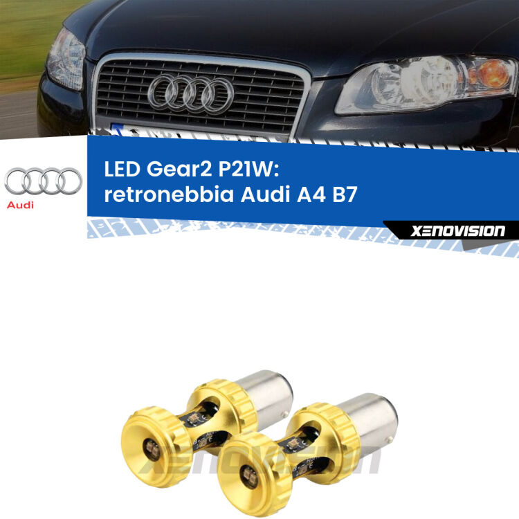 <strong>Retronebbia LED per Audi A4</strong> B7 2004 - 2008. Coppia lampade <strong>P21W</strong> super canbus Rosse modello Gear2.
