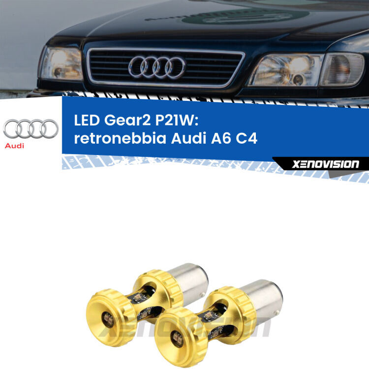 <strong>Retronebbia LED per Audi A6</strong> C4 1994 - 1997. Coppia lampade <strong>P21W</strong> super canbus Rosse modello Gear2.