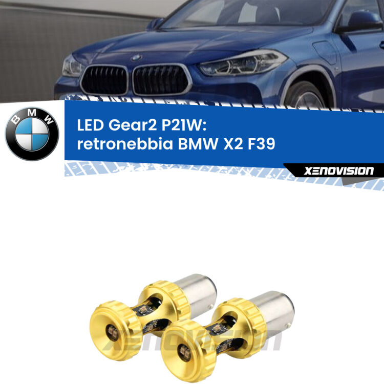<strong>Retronebbia LED per BMW X2</strong> F39 2017 in poi. Coppia lampade <strong>P21W</strong> super canbus Rosse modello Gear2.