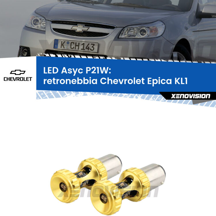 0 Retronebbia LED per Chevrolet Epica KL1 2005 - 2011: P21W Asyc <strong>Retronebbia LED per Chevrolet Epica</strong> KL1 2005 - 2011. Coppia lampade <strong>P21W</strong> super canbus Rosse modello Gear2.
