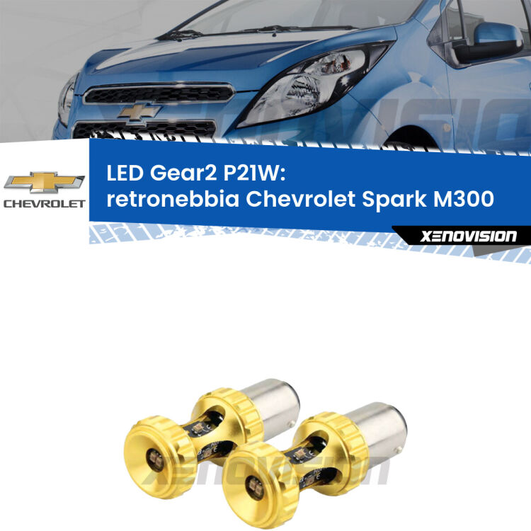 <strong>Retronebbia LED per Chevrolet Spark</strong> M300 2009 - 2016. Coppia lampade <strong>P21W</strong> super canbus Rosse modello Gear2.