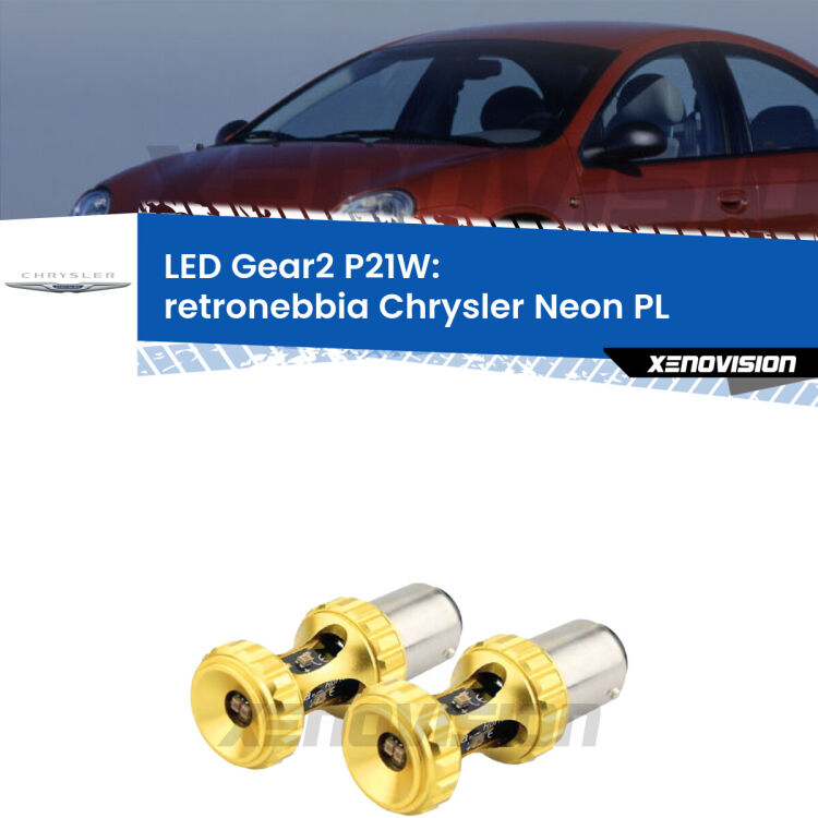 <strong>Retronebbia LED per Chrysler Neon</strong> PL 1994 - 1999. Coppia lampade <strong>P21W</strong> super canbus Rosse modello Gear2.