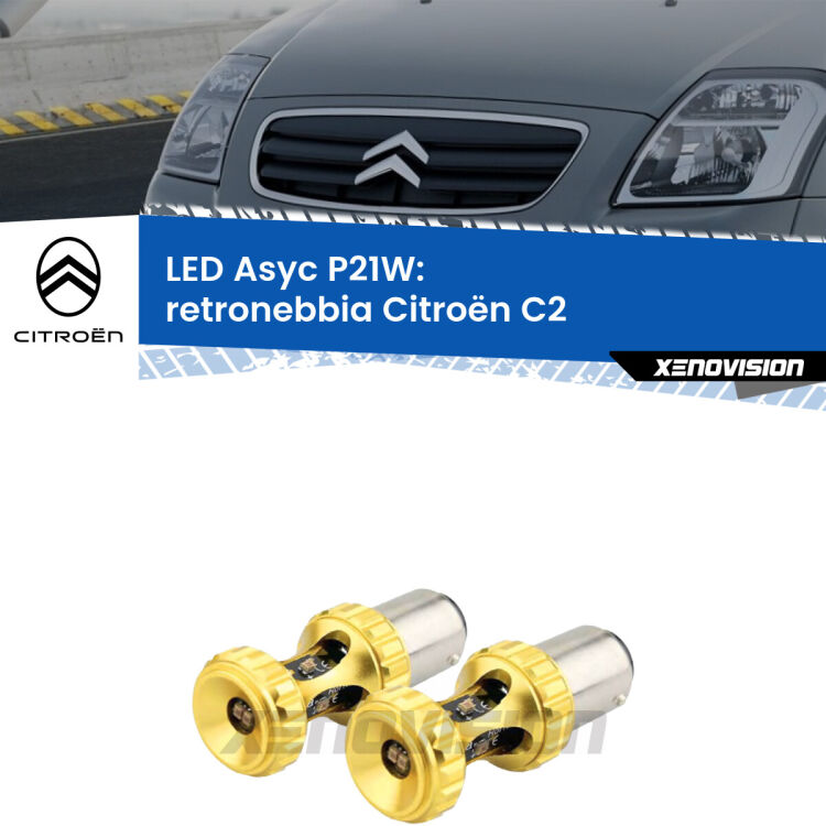0 Retronebbia LED per Citroën C2 2003 - 2009: P21W Asyc <strong>Retronebbia LED per Citroën C2</strong> 2003 - 2009. Coppia lampade <strong>P21W</strong> super canbus Rosse modello Gear2.