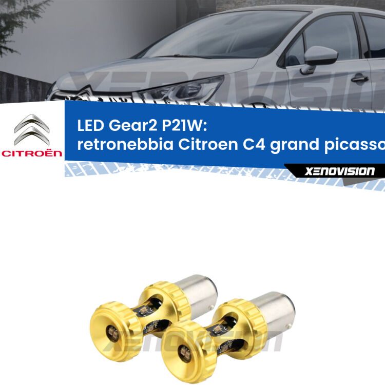 <strong>Retronebbia LED per Citroen C4 grand picasso I</strong> Mk1 2006 - 2013. Coppia lampade <strong>P21W</strong> super canbus Rosse modello Gear2.