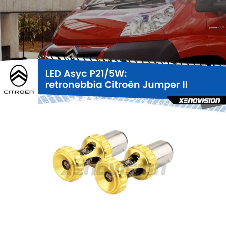 0 Retronebbia LED per Citroën Jumper II 2002 in poi: p21/5w Asyc <strong>retronebbia LED per Citroën Jumper</strong> II 2002 in poi. Lampadina <strong>P21/5W</strong> rossa Canbus modello Asyc Xenovision.