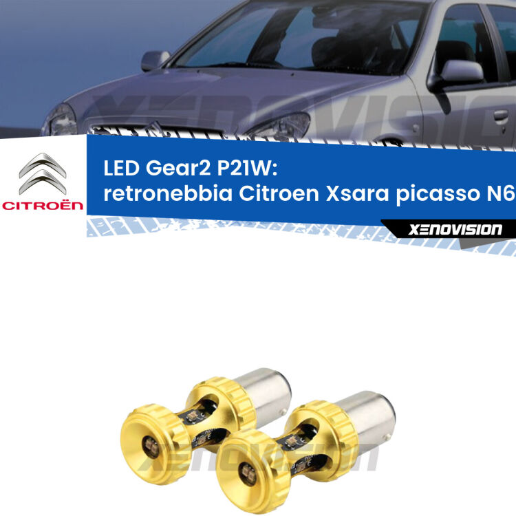 <strong>Retronebbia LED per Citroen Xsara picasso</strong> N68 1999 - 2012. Coppia lampade <strong>P21W</strong> super canbus Rosse modello Gear2.