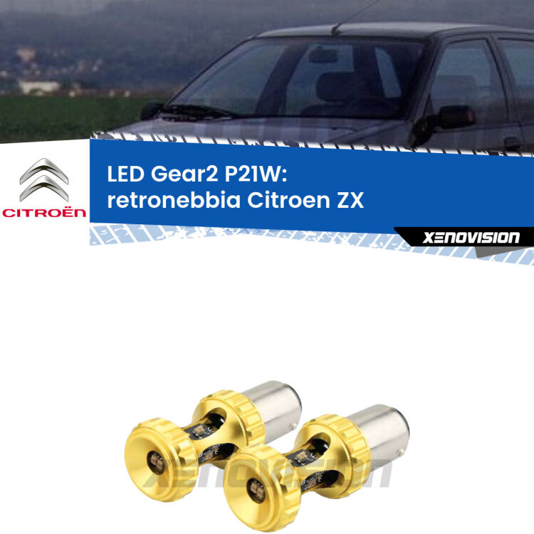 <strong>Retronebbia LED per Citroen ZX</strong>  1991 - 1997. Coppia lampade <strong>P21W</strong> super canbus Rosse modello Gear2.
