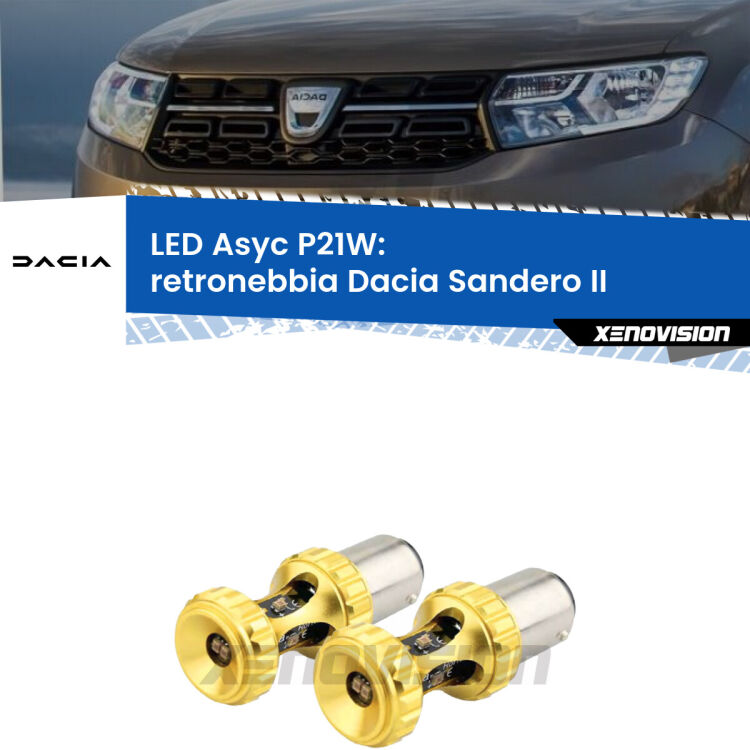 0 Retronebbia LED per Dacia Sandero II 2012 in poi: P21W Asyc <strong>Retronebbia LED per Dacia Sandero II</strong> 2012 in poi. Coppia lampade <strong>P21W</strong> super canbus Rosse modello Gear2.