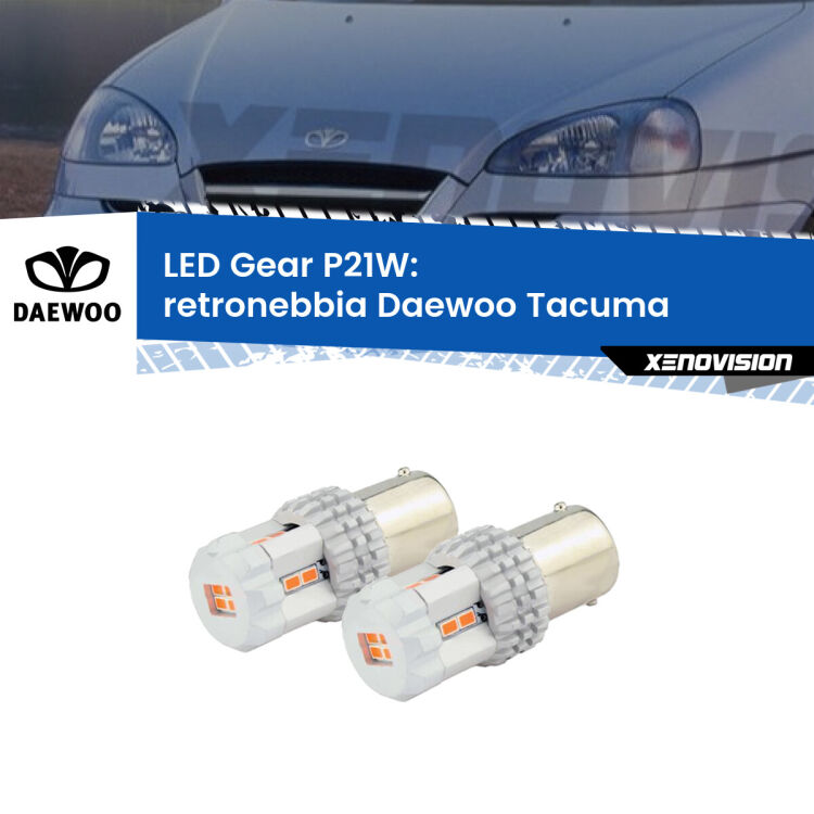 0 Retronebbia LED per Daewoo Tacuma 2000 - 2005: P21W Gear <p>Coppia <strong>LED P21W Rossi per </strong><strong>Retronebbia</strong> <strong>Daewoo</strong> <strong>Tacuma </strong> 2000 - 2005: ultracompatti, illuminazione a 360 gradi e Canbus. Qualità Massima.</p>
<div> </div>