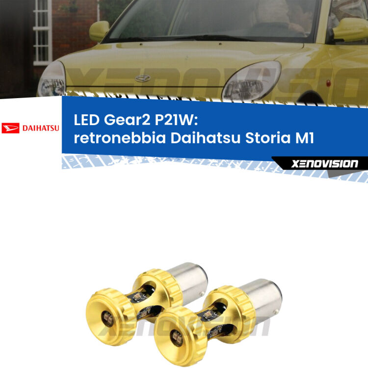 <strong>Retronebbia LED per Daihatsu Storia</strong> M1 1998 - 2005. Coppia lampade <strong>P21W</strong> super canbus Rosse modello Gear2.