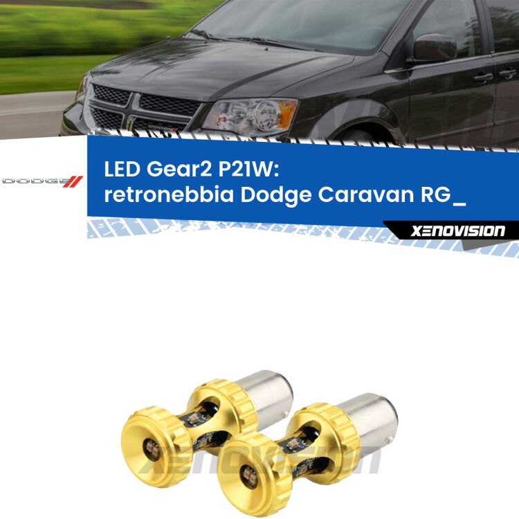 <strong>Retronebbia LED per Dodge Caravan</strong> RG_ 2000 - 2007. Coppia lampade <strong>P21W</strong> super canbus Rosse modello Gear2.