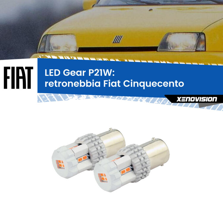 0 Retronebbia LED per Fiat Cinquecento 1991 - 1999: P21W Gear <p>Coppia <strong>LED P21W Rossi per </strong><strong>Retronebbia</strong> <strong>Fiat</strong> <strong>Cinquecento </strong> 1991 - 1999: ultracompatti, illuminazione a 360 gradi e Canbus. Qualità Massima.</p>
<div> </div>
