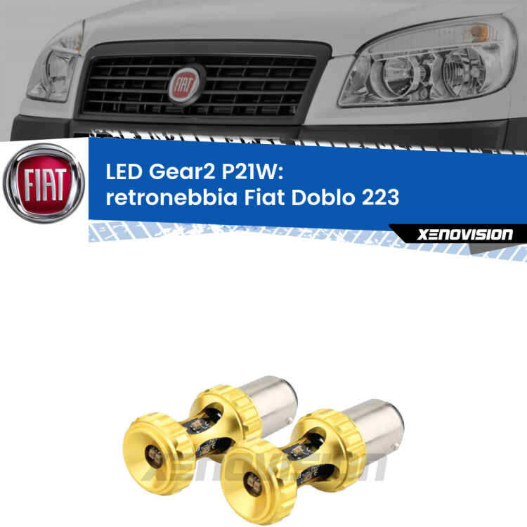 <strong>Retronebbia LED per Fiat Doblo</strong> 223 2000 - 2010. Coppia lampade <strong>P21W</strong> super canbus Rosse modello Gear2.