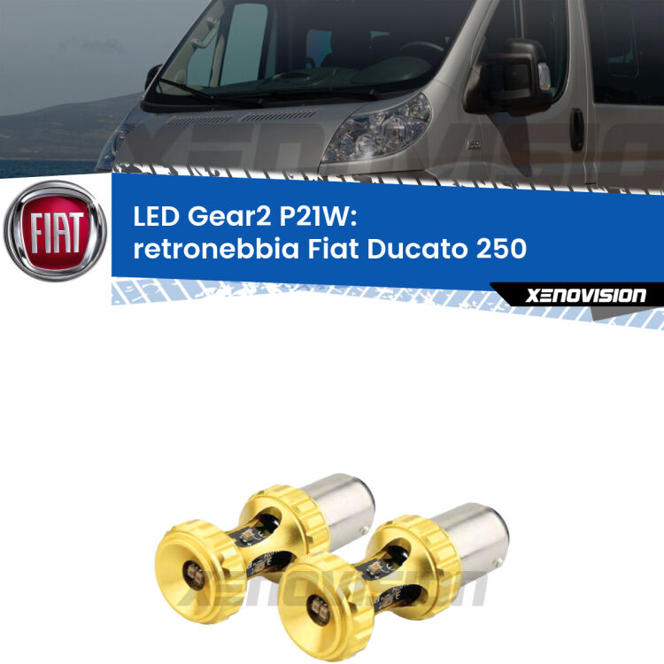<strong>Retronebbia LED per Fiat Ducato</strong> 250 2006 - 2013. Coppia lampade <strong>P21W</strong> super canbus Rosse modello Gear2.