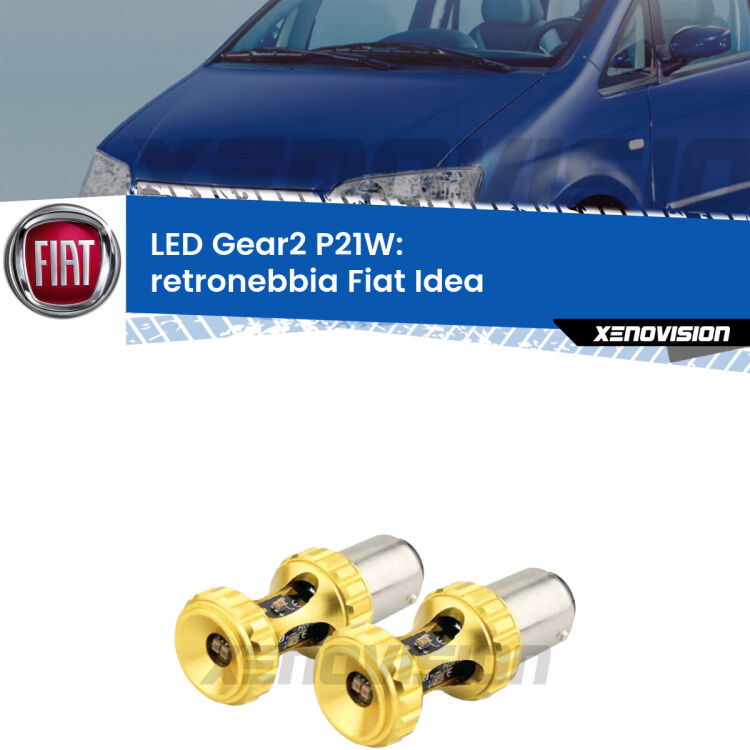 <strong>Retronebbia LED per Fiat Idea</strong>  2003 - 2015. Coppia lampade <strong>P21W</strong> super canbus Rosse modello Gear2.