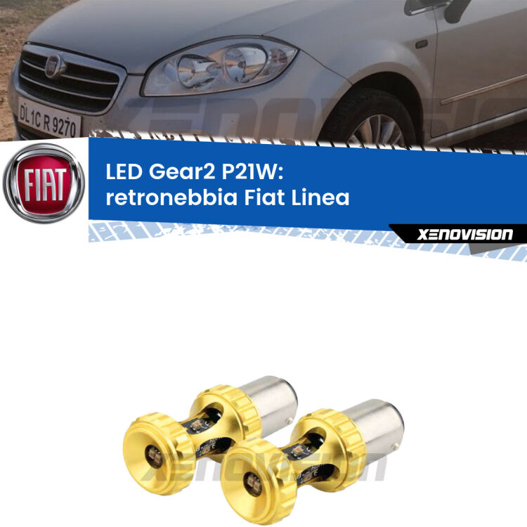 <strong>Retronebbia LED per Fiat Linea</strong>  2007 - 2018. Coppia lampade <strong>P21W</strong> super canbus Rosse modello Gear2.