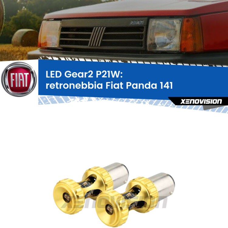 <strong>Retronebbia LED per Fiat Panda</strong> 141 1982 - 2004. Coppia lampade <strong>P21W</strong> super canbus Rosse modello Gear2.