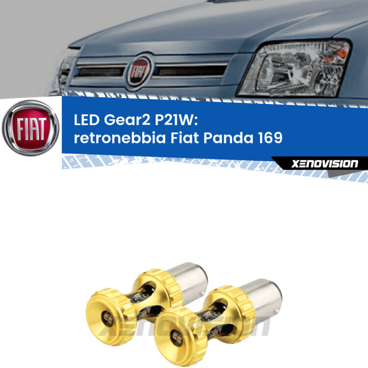 <strong>Retronebbia LED per Fiat Panda</strong> 169 2003 - 2012. Coppia lampade <strong>P21W</strong> super canbus Rosse modello Gear2.
