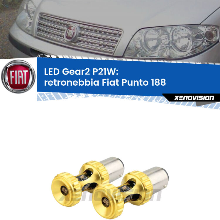 <strong>Retronebbia LED per Fiat Punto</strong> 188 1999 - 2010. Coppia lampade <strong>P21W</strong> super canbus Rosse modello Gear2.