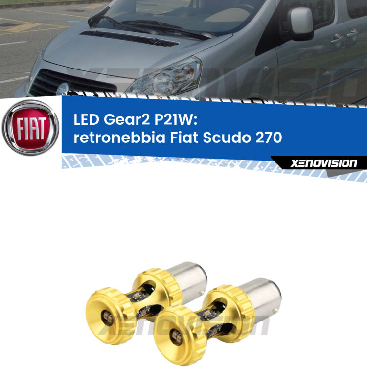 <strong>Retronebbia LED per Fiat Scudo</strong> 270 2007 - 2016. Coppia lampade <strong>P21W</strong> super canbus Rosse modello Gear2.