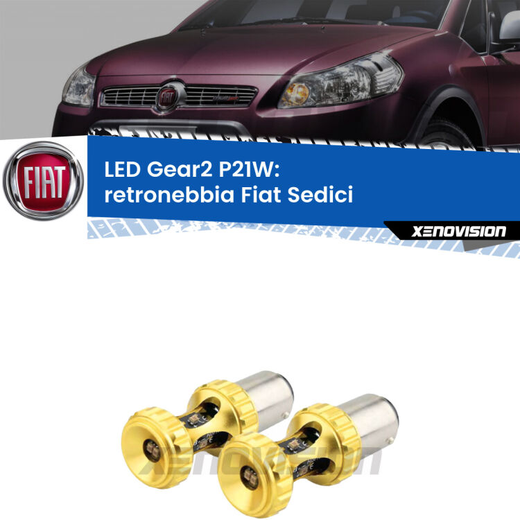 <strong>Retronebbia LED per Fiat Sedici</strong>  2006 - 2014. Coppia lampade <strong>P21W</strong> super canbus Rosse modello Gear2.