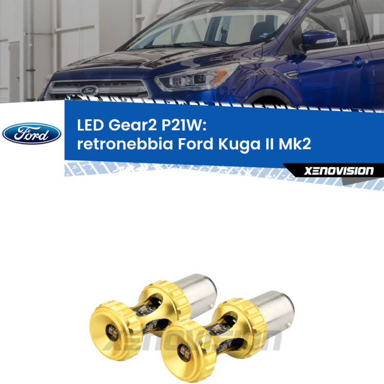 <strong>Retronebbia LED per Ford Kuga II</strong> Mk2 2012 - 2019. Coppia lampade <strong>P21W</strong> super canbus Rosse modello Gear2.