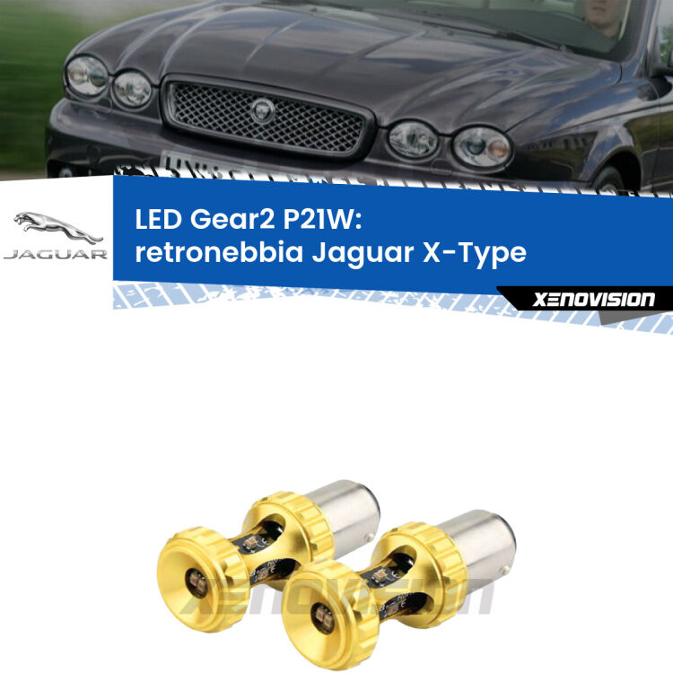 <strong>Retronebbia LED per Jaguar X-Type</strong>  2001 - 2009. Coppia lampade <strong>P21W</strong> super canbus Rosse modello Gear2.